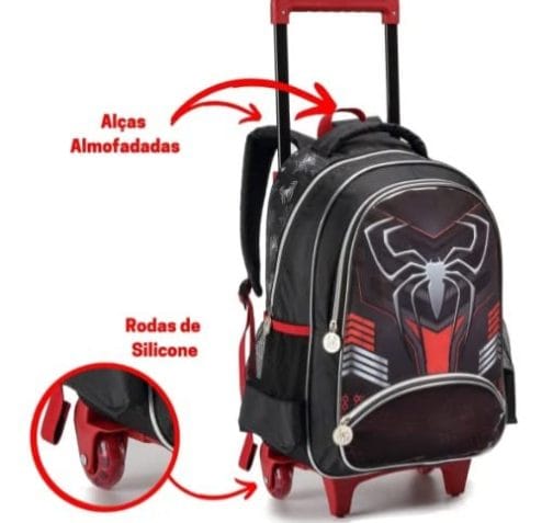 Kit Mochila Homem Aranha Dark Rodinhas - Spider Man Mochila Estojo Lancheira - Image 3